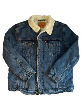 Levi's Size: XXL Men’s Blue Denim Sherpa-Lined Jacket with Sherpa Collar